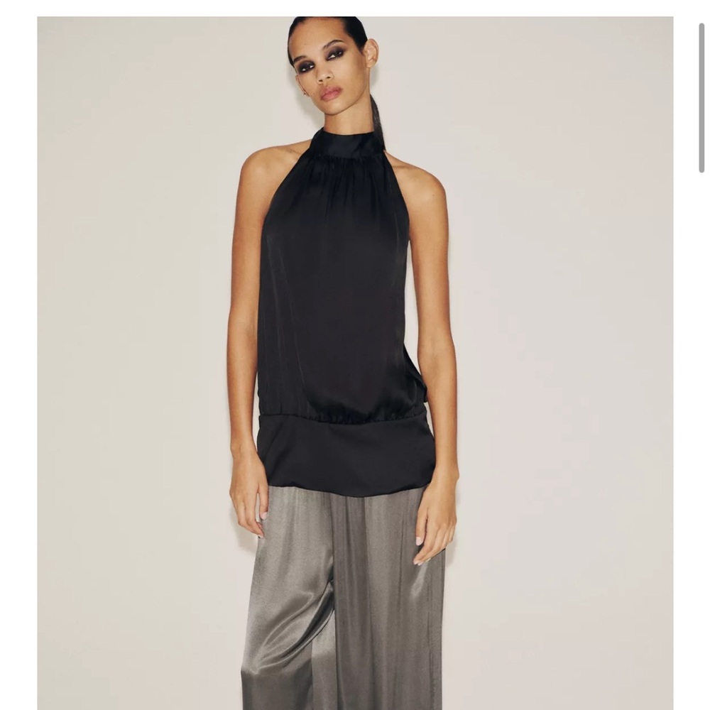 Zara Backless Black Halter Top